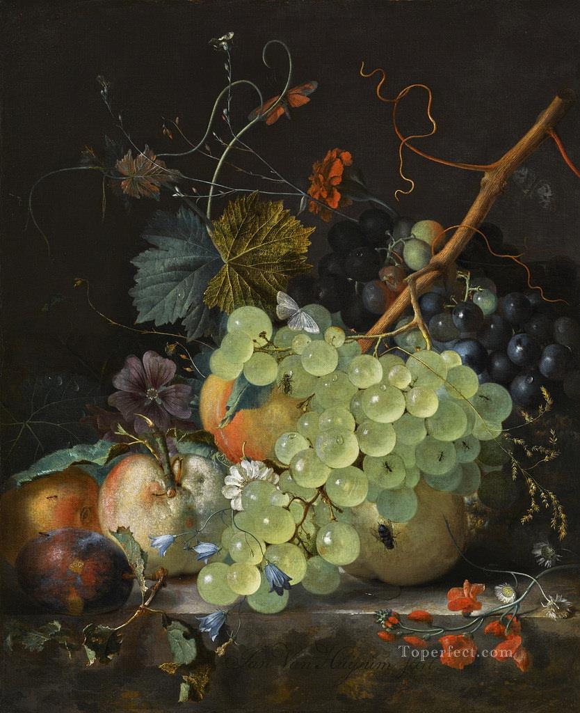 花と果物のある静物画 ヤン・ファン・ホイスム油絵